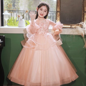 12岁女孩圆锁礼服生日公主裙女童少儿主持裙子儿童钢琴比赛连衣裙