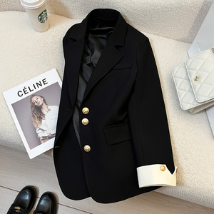 黑色西装外套女2024春季新款韩版设计感小众今年流行气质显瘦西服