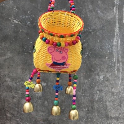 优质猪铃铛竹g篓民族手工小苗族云南娃娃风背竹篓编玩具家用竹筐.