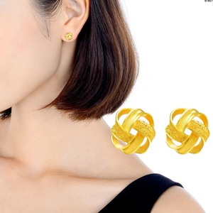 黄金耳环纯金老凤祥和正品足金耳钉女耳环女金耳线防过敏妈妈奶奶