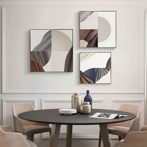 现代简约风格抽象客厅油画装饰画客厅餐厅挂画极简主义正方形壁画