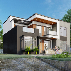 二层平顶现代风格农村自建房别墅设计图纸全套施工图含水电图1493