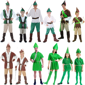 爱尔兰圣帕特里克节舞台演出衣服 彼得潘罗宾汉儿童绿精灵亲子服