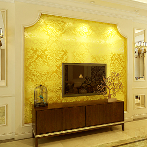 新品墙壁纸 酒t墙k店工程u装修特价金黄色金色金箔欧式电视背景v