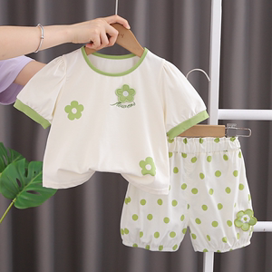 婴儿衣服夏季女童薄款纯棉可爱短袖套装分体6-9个月1-2岁宝宝夏装