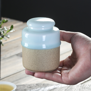 密封陶瓷中式干果粗m陶粉沫小清新家用单个瓷管罐子小号青瓷茶叶