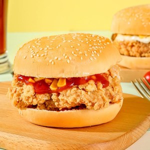 香辣鸡腿堡奥尔良鸡腿堡加热即食鸡肉汉堡包面包儿童早餐140g*6个