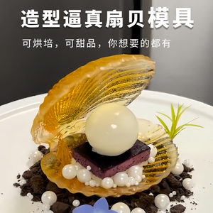 酒店创意大贝壳珍珠模具法式慕斯蛋糕甜品巧克力鹅肝装饰摆盘磨具