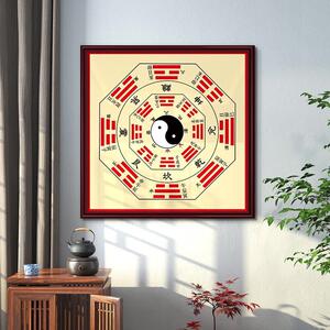 入户玄关装饰画太极图乾坤新中式墙壁画文殊九宫走廊八卦图挂画