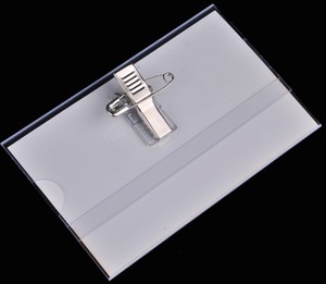 1新料加厚胸卡别针透明夹子证件卡套夹工作证套胸牌挂绳名片 品=