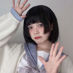 水母头假发公主切女可爱自然空气刘海姬发式二次元减龄短发全头套