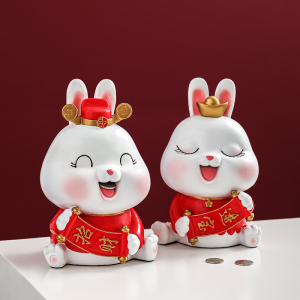 兔子存钱罐摆件招财进宝客厅玄关家居电视酒柜装饰品结婚乔迁礼物