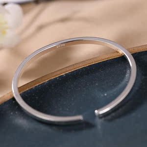 s999纯银手镯女韩版简约个性时尚百搭小众设计手环女士款送女友
