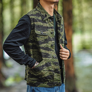 stk野奢 户外军事风马甲露营camping虎纹迷彩硬朗背心美式复古