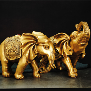 纯铜象摆件富贵平安象福禄吉象如意对象元宝象家居装饰品开业礼品