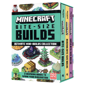 Minecraft Bite Size Builds 英文原版书籍 Minecraft书我的世界20个迷你建筑3册合售青少年儿童游戏官方创意指南锻炼想象力创造力