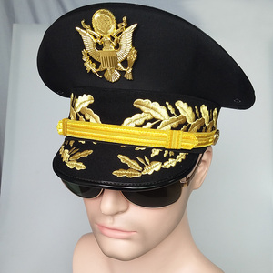 美国海员大盖帽男船员白色帽子船长礼服帽子保安帽演出帽大檐帽