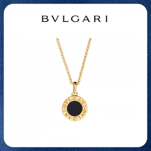 bvlgari宝格丽双面黑白圆形项链18k玫瑰金圆饼白贝母镶钻锁骨链女