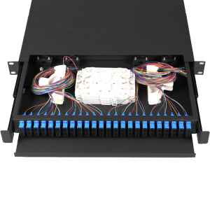 联际通1u加厚机架式抽拉光纤配线架48芯单模sc终端盒48口多模光纤