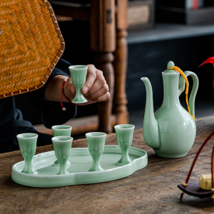 宋代酒具仿古家用小白酒杯套装烈酒分酒器复古酒壶创意帝王尊爵杯