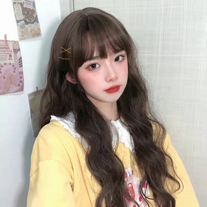 假发女长发长卷发自然逼真时尚大波浪水波纹学生日常圆脸全头套式