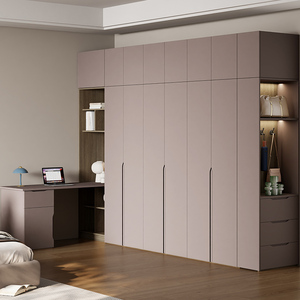 北欧风衣柜转角书桌一体组合卧室家用实木大衣柜儿童房电脑桌衣橱