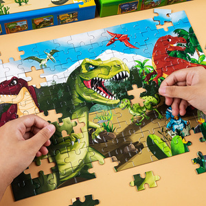 侏罗纪恐龙时代益智进阶拼图儿童60-120片霸王龙男孩卡通早教玩具
