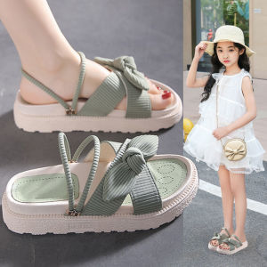 偏小码女鞋32码凉鞋蝴蝶结厚底凉鞋女童夏公主风大童儿童两穿拖鞋