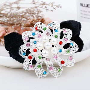 绒布饰带头花盘发头绳水晶发夹头饰皮绳发筋头花圈鸿星百货批发114