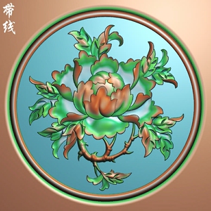 精雕图浮雕图灰度图圆形餐椅背板牡丹花圆花椅子圆牡丹靠背有线