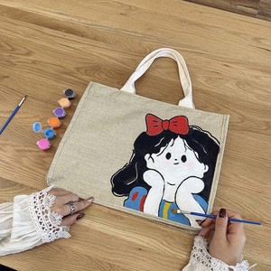 diy涂鸦包包手绘自制麻布图案材料帆布托特包白雪公主手提手机袋