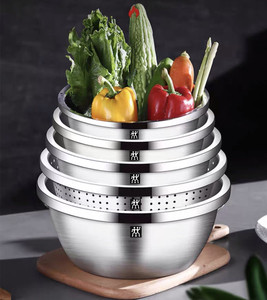 双立人不锈钢套盆四件套和面烘焙洗菜水果沙拉盆厨房家用打蛋盆
