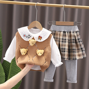 婴儿衣服春秋季可爱超萌洋气小公主女孩裙子套装分体一岁宝宝秋装