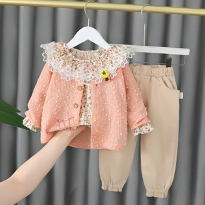 婴儿衣服春季女童韩版时髦外套小孩子分体套装一岁宝宝婴幼儿春装