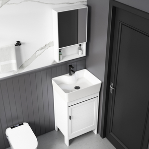 小户型太空铝浴室柜组合卫生间落地式洗手洗脸盆小尺寸超窄洗漱台