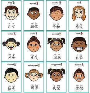 情绪认知脸谱图表情卡片识别宝宝识图早教卡启蒙早教幼儿识字有图