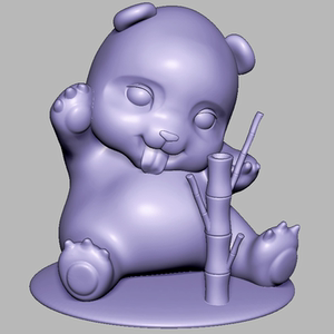 小熊猫圆雕图图纸三维立体图雕刻机stl文件卡通熊猫3d打印模型172