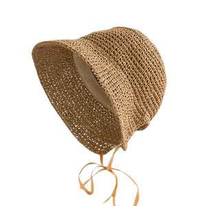 日系小清新渔h夫帽子女夏草编细绳蝴蝶结软妹绑带草帽防晒遮阳帽