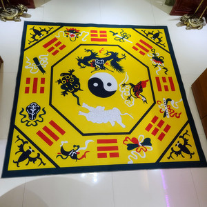 罡卦毯罡毯打坐垫门口地毯门庭家用f中国风地垫黄色太极八卦八单