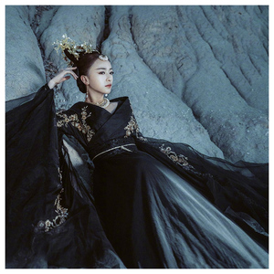 40shengyuanyuan2009淘宝朝歌吴谨言妲己同款影视古装黑色妖女汉服