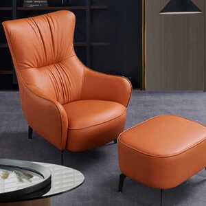 真皮单人沙发北欧懒人小户型客厅单椅简约现代老虎椅高背休闲轻.