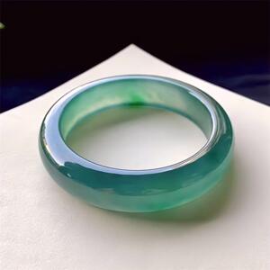 老蓝水油青冰种贵妃高端飘花玉镯子翡翠美人镯