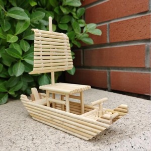 一次性筷子小船工艺品竹签纯手工制作diy帆船摆件学生作业成品