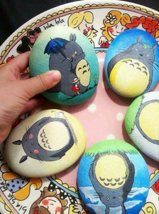 彩绘石头手绘鹅卵石天然超大原石卡通画创意手工diy装饰儿童成人