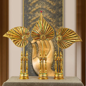 莱骏家居泰国工艺品摆件菩提叶扇子东南亚风格装修饰品客厅玄关桌