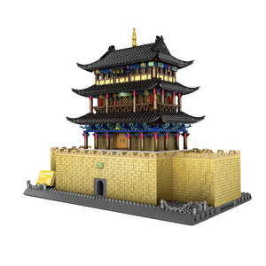 积木拼装颗粒摆件中国甘肃嘉峪关古建筑立体模型儿童益智拼插玩具