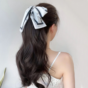 假发女夏马尾自然仿真微卷发绑带式假马尾法式网红丝巾假发片飘带