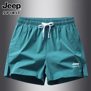 Jeep吉普冰丝男士运动短裤女款休闲弹力三分裤速干短裤子运动健身