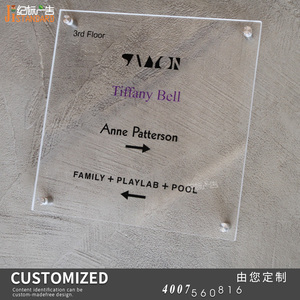 磨砂透明亚克力门牌定制公司牌匾uv背喷水晶招牌w广告牌专业定制