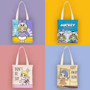 泡泡玛特molly帆布包环保购物袋盲盒单肩包时尚学生上课包手提袋6人